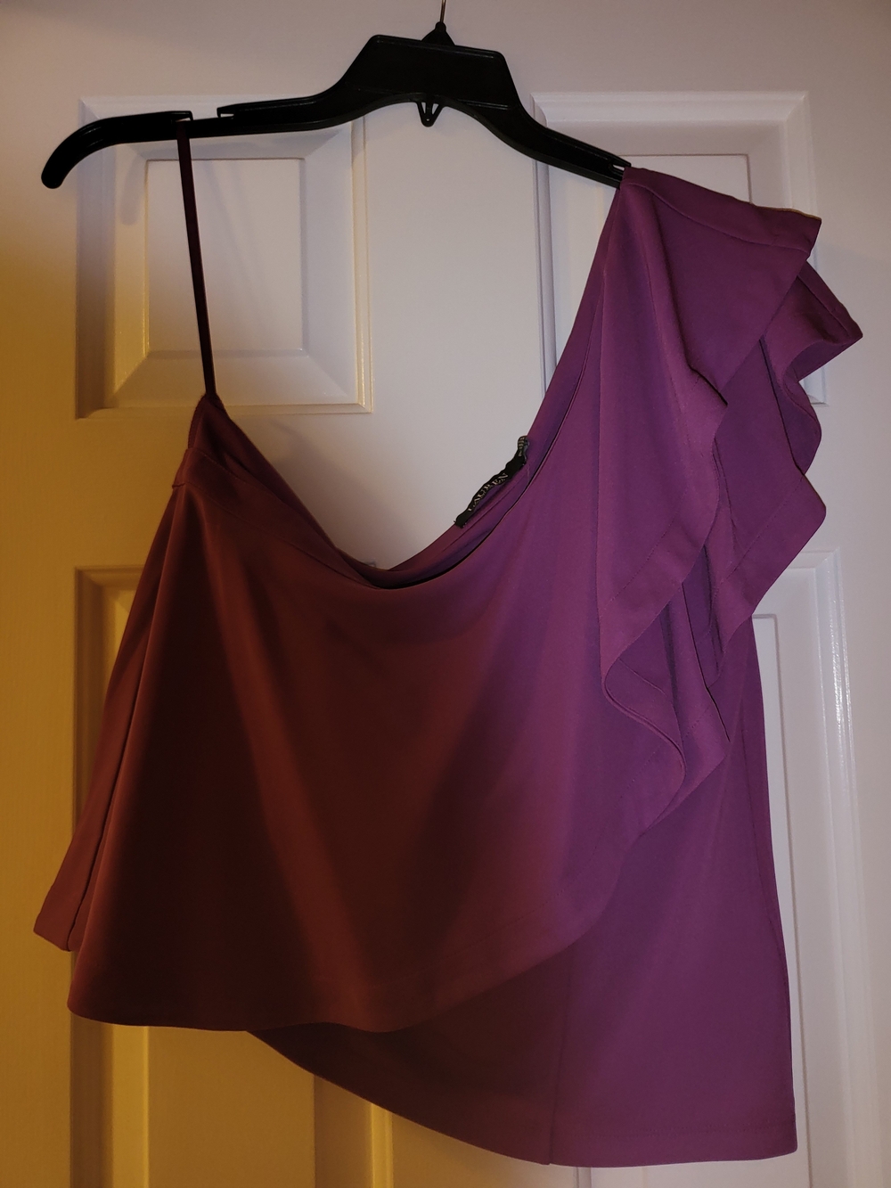 Ralph Lauren One-Shoulder Ruffle Top in Pretty Violet